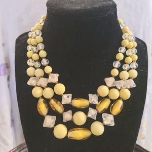 Vintage Glass Beaded Necklace White & Orange